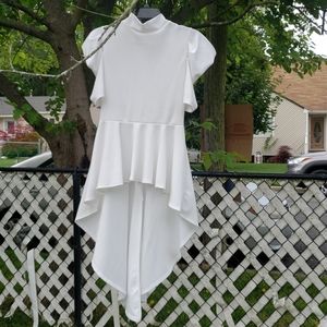 White Fashion Nova high low shirt. Size M